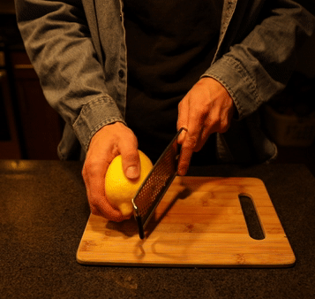 Demonstrating how to zest citrus