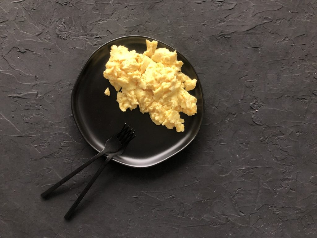 Scrambled Eggs on black backdrop